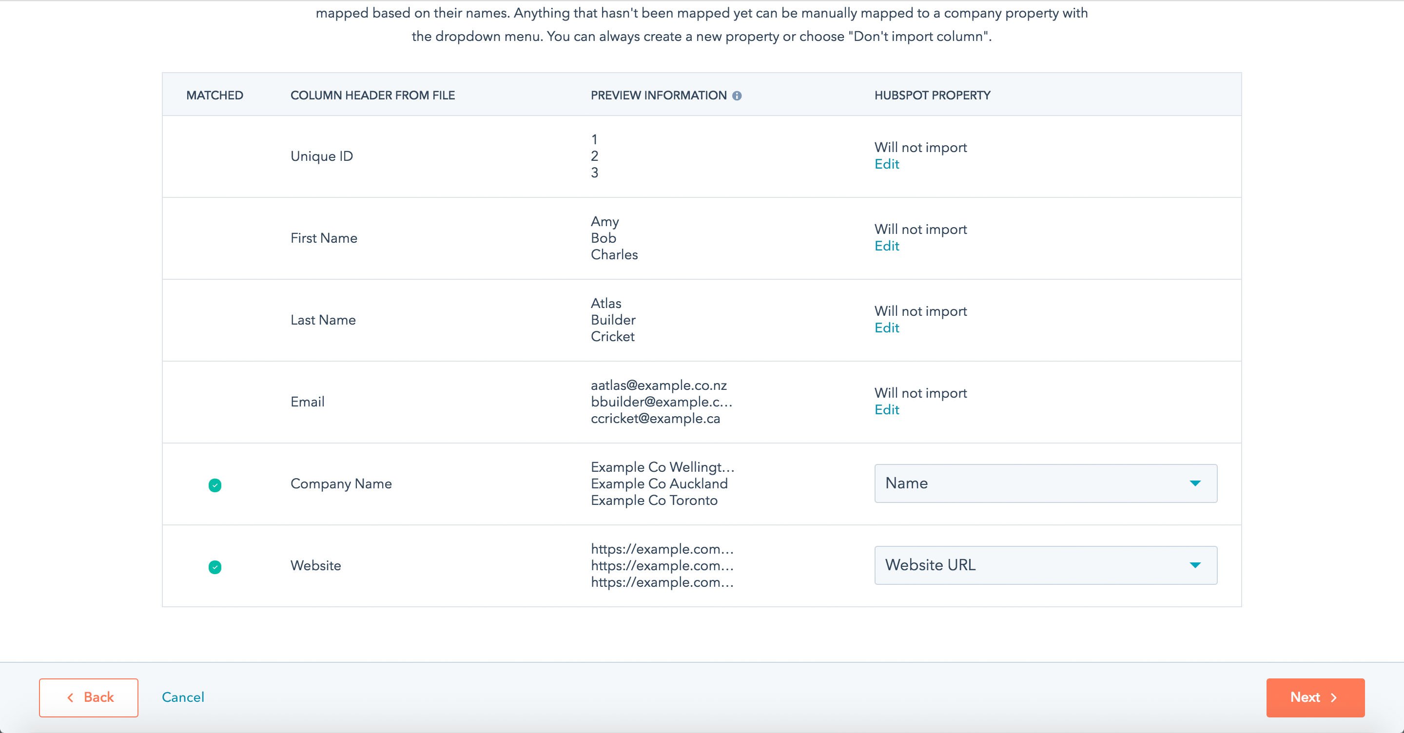 How to import Contacts and Companies with multiple branches into the HubSpot CRM - Step 9