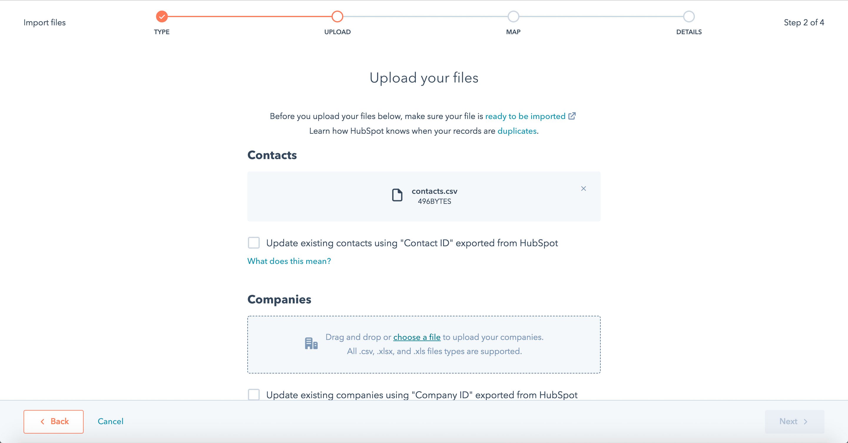 How to import Contacts and Companies with multiple branches into the HubSpot CRM - Step 6