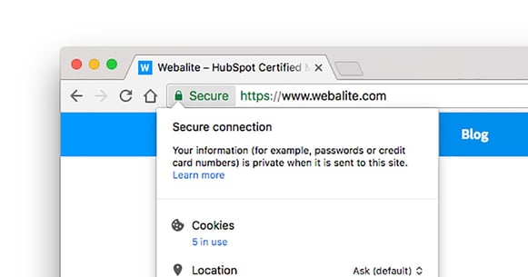 The Webalite website uses HTTPS